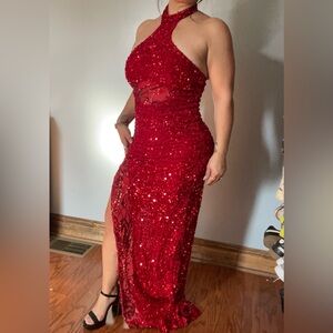 Fashion Nova Dazzling Red Sequin Maxi Dress